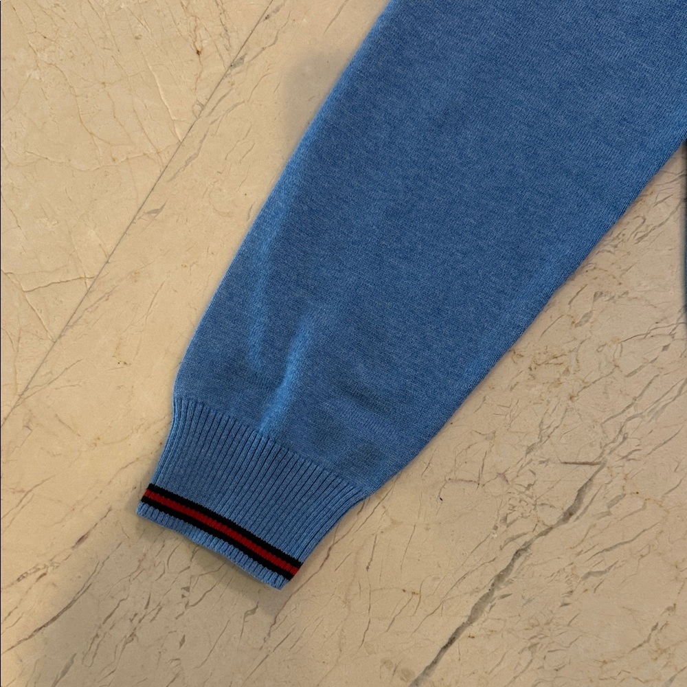 Brooks Brothers V-Neck Sweater in Blue with Red Trim - Picture 5 of 12